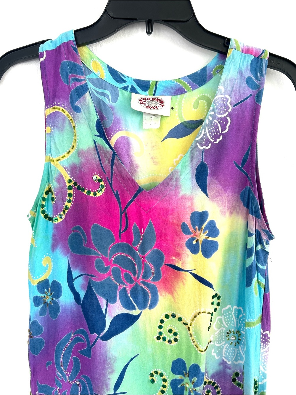 Sleeveless Women’s Peppermint Bay Tie Dye Multicolored Sleeveless Sequins Dress - Picture 3 of 7